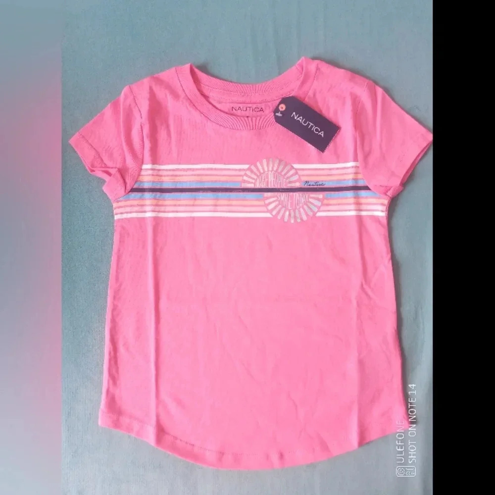 NWT Nautica Shirt Tope Pink 100% Cotton Girls Size 6